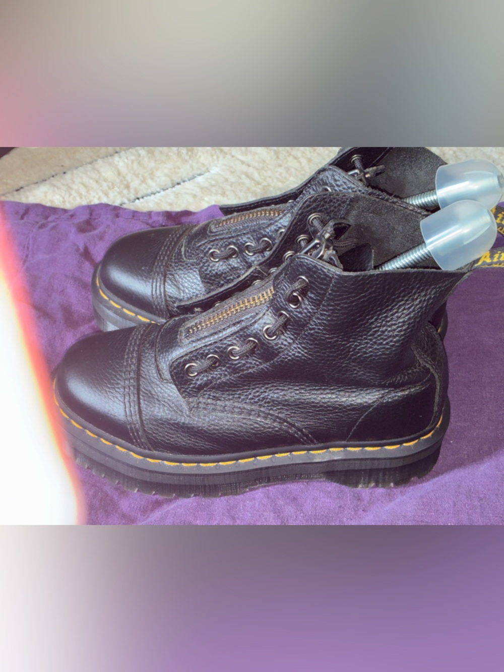 Dr. Martens Black Sinclair leather Zip-Front Combat Boots. - Picture 6 of 10